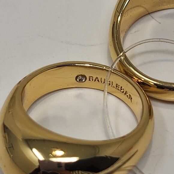 Baublebar Maro Ring Set of 2 Shiny Gold Plated Dome Band Size 4.75 Jewelry New - Picture 5 of 6